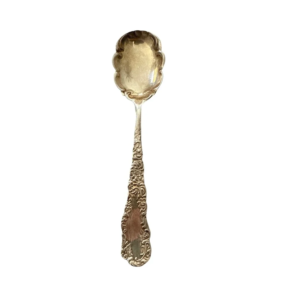 Antique Wm Rogers & Sons Silverplate Shell Spoon Victorian Ornate Sugar Spoon‎